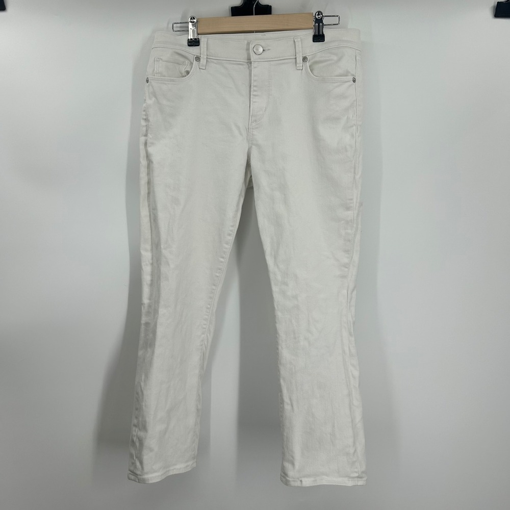 Loft Modern Kick Crop Jeans Womens 29/8 White Stretch Denim Mid Rise‎ Pants